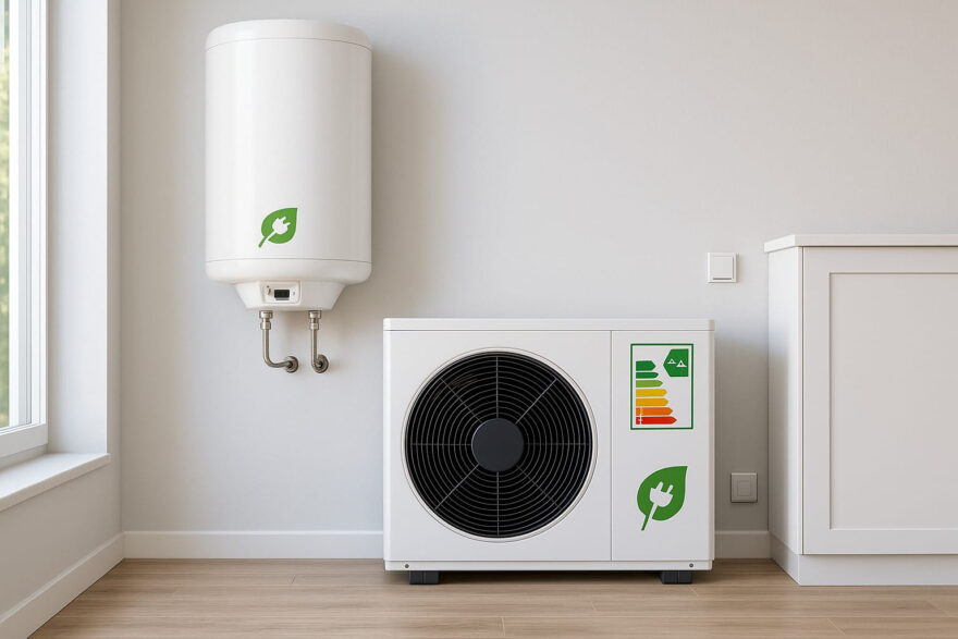 Strom sparen mit moderner Heiztechnik im Haushalt Energieeffizienter Durchlauferhitzer und Wärmepumpe zur Reduzierung von Heizstrom