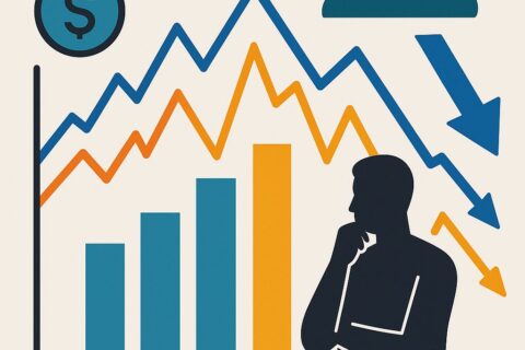 Marktrisiken beim ETF-Investieren visualisiert mit Diagrammen und Kursschwankungen