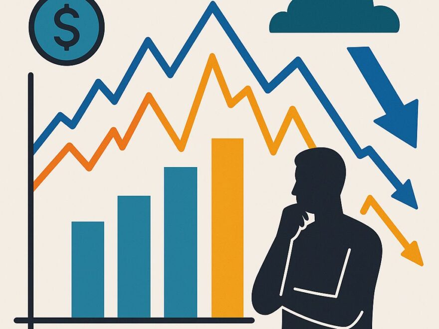 Marktrisiken beim ETF-Investieren visualisiert mit Diagrammen und Kursschwankungen