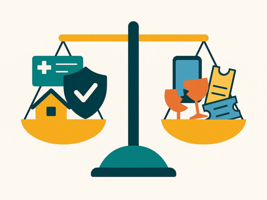 Illustration zeigt den Unterschied zwischen wichtigen Versicherungen und überflüssigen Policen