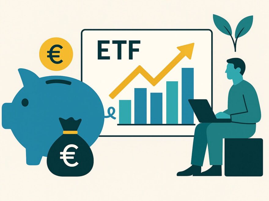 Altersvorsorge mit ETFs – minimalistische Vektorillustration zu einer soliden Basis für die Rente