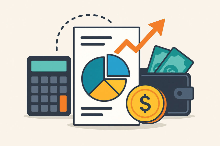 Fixkosten senken: Clever planen für mehr finanzielle Freiheit Fixkosten senken – Budgetplanung mit Diagramm, Rechner und Geldbörse