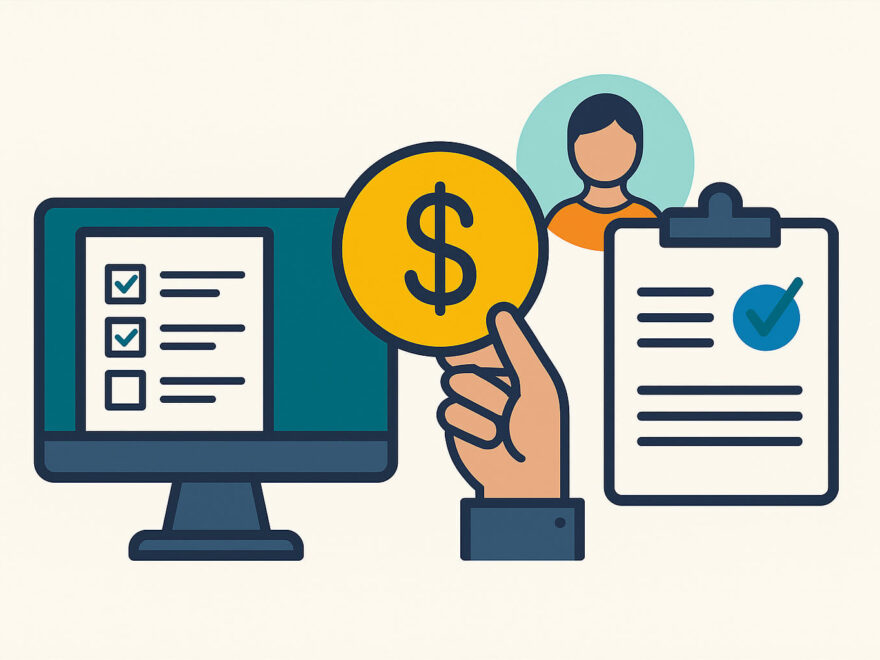 Geld verdienen mit Umfragen – Illustration zum Ablauf und Belohnungssystem