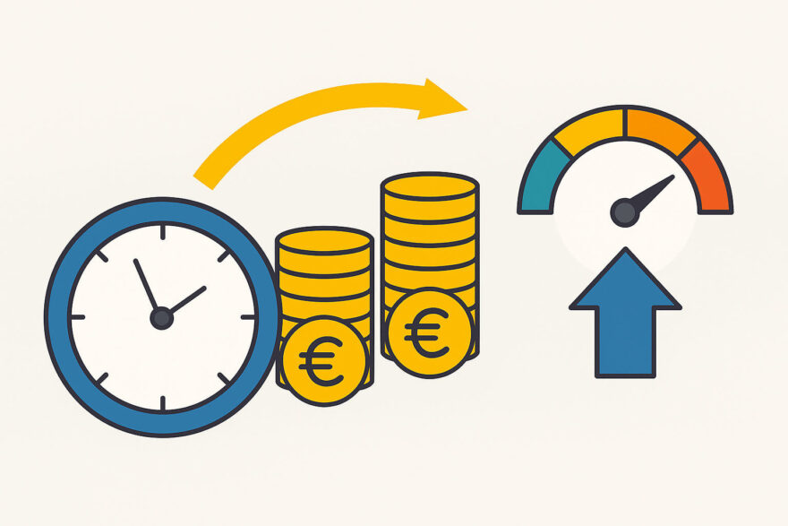 Wie lange dauert es, bis sich der Schufa-Score verbessert Schufa Score verbessern – Symbolgrafik zur zeitlichen Entwicklung und Verbesserung des Scores