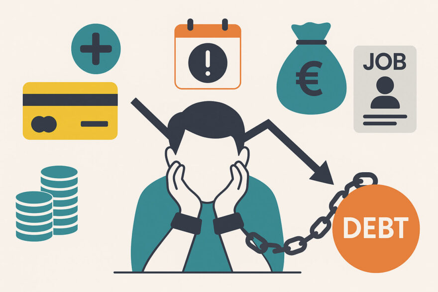 Schulden abbauen – symbolische Darstellung finanzieller Belastung und Ursachen von Schulden