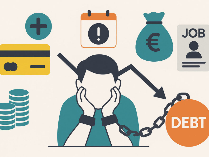 Schulden abbauen – symbolische Darstellung finanzieller Belastung und Ursachen von Schulden