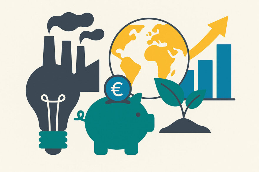 Illustration zum Thema Strom sparen – steigende Energiekosten, Nachhaltigkeit und Energieeffizienz bildlich dargestellt