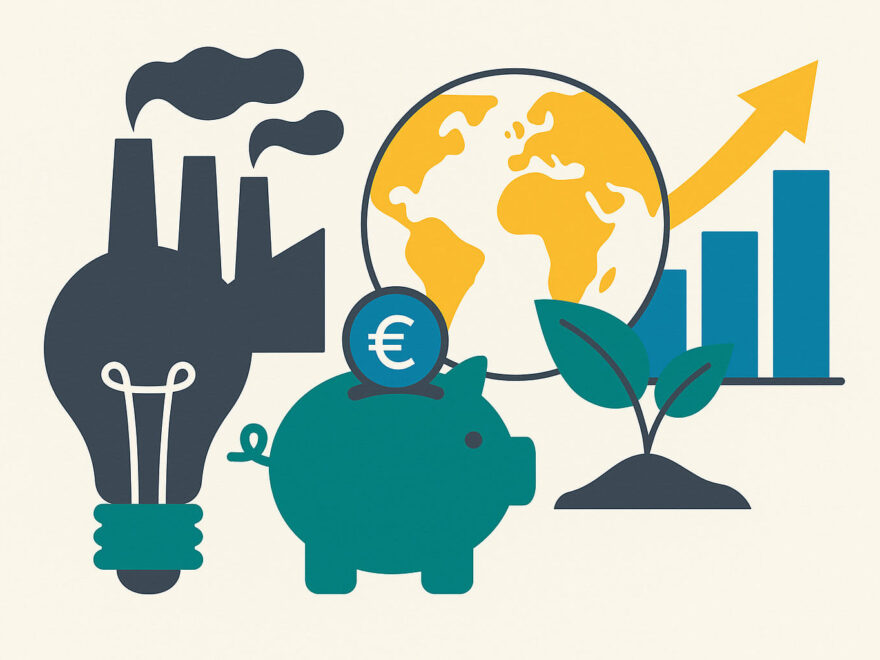 Illustration zum Thema Strom sparen – steigende Energiekosten, Nachhaltigkeit und Energieeffizienz bildlich dargestellt