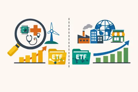 Illustration zum Vergleich von Branchen-ETFs und klassischen ETFs