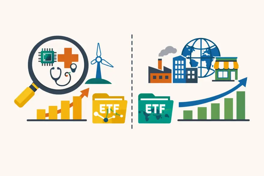 Illustration zum Vergleich von Branchen-ETFs und klassischen ETFs