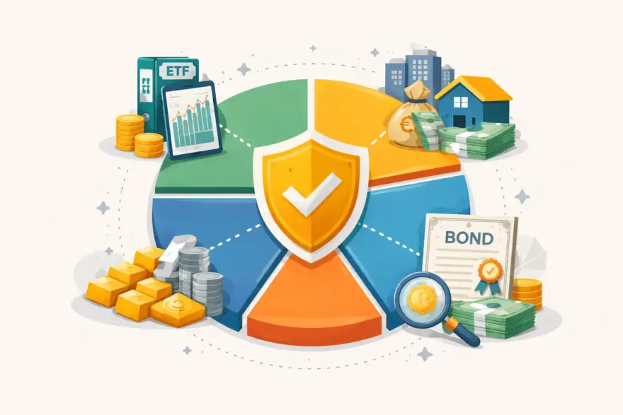 Diversifikation als Schlüssel für langfristigen Inflationsschutz Illustration zur Diversifikation von Geldanlagen als Schutz vor Inflation