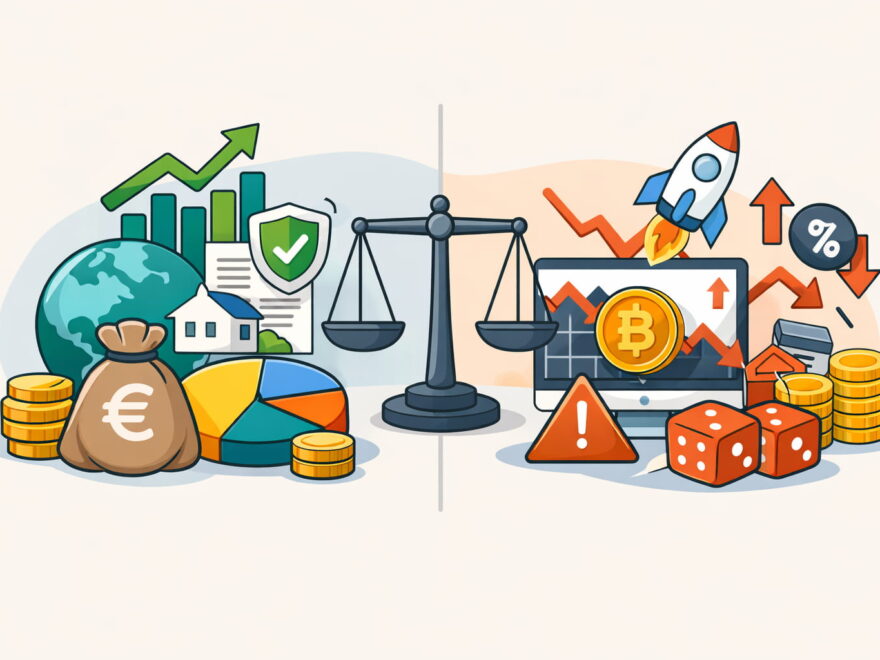 Seriöse Geldanlagen erkennen: Unterschied zwischen breit investieren und spekulieren als Infografik dargestellt